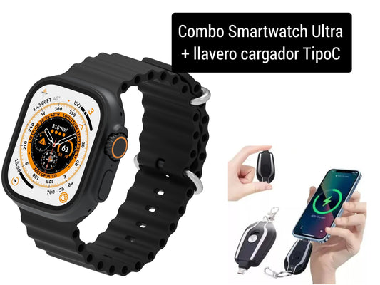 ¡COMBO TECNOLOGÍA ULTRA! Smartwatch Ultra + Llavero Cargador Portátil Tipo C